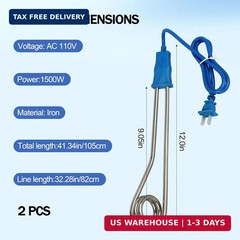 2-Pack Immersion Water Heater, 1500W 110V Portable Submersible Electric Heater f