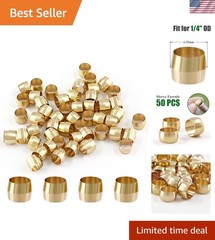 50 Pcs Brass Compression Fitting, 1/4″ Tube OD Compression Sleeves Ferrules B…