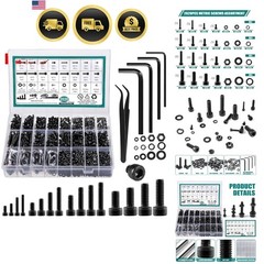 2024 Pcs Metric Screw Assortment, Bolts and Nuts Assortment Metric Machine Sc…