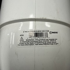 NDS 6P03 PVC 45-Degree Elbow, 6-Inch, for Hub X 6 inches, White