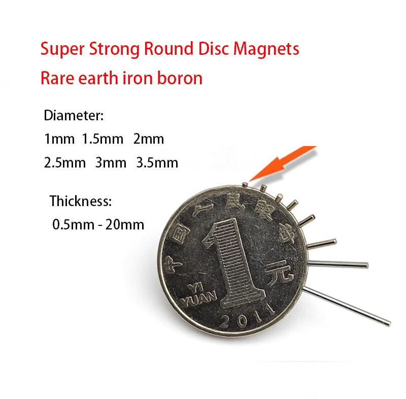 Super Strong Round Disc Magnets Rare-Earth Magnet D 1-3.5mm Thickness 0.5-20mm