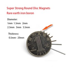 Super Strong Round Disc Magnets Rare-Earth Magnet D 1-3.5mm Thickness 0.5-20mm