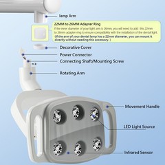 9W Dental 6 LED Lamp Oral Light Ra90 Lamp For Unit Chair 22MM / 26MM