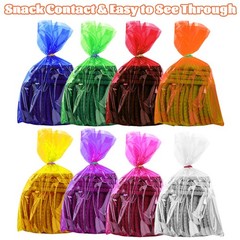 160 PCS 6×9 Inch Colored Cellophane Treat Bags Twist Ties 8 Colors Party