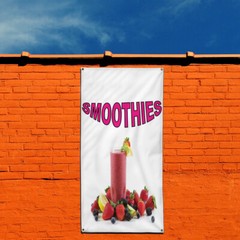 Vertical Vinyl Banner Multiple Sizes Smoothies with Background Outdoor
