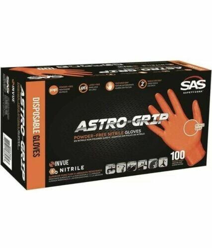 SAS Safety (MEDIUM) 66572 Astro-Grip Nitrile Gloves – 1 Box Of 100