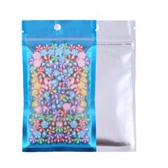 100pc Matte Clear & Blue Mylar Zip Lock Bags w/ Hang Hole 12x20cm 4.75×7.75in