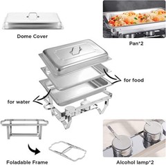 9.5 QT 6 PACK CATERING STAINLESS STEEL BUFFET CHAFER CHAFING DISH SETS FULL SIZE