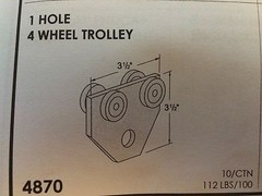 (QTY 4) 4 Wheel Trolley for Unistrut Channel. 600 Pound Load Limit #4870 P2950