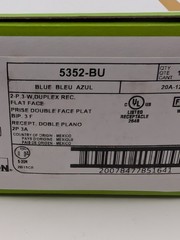 10Pk Leviton 5352-BU 20A, 125V Industrial Heavy Duty Grade, Blue Duplex Outlets