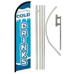 Cold Drinks Windless Advertising Banner Flag & Pole Kit