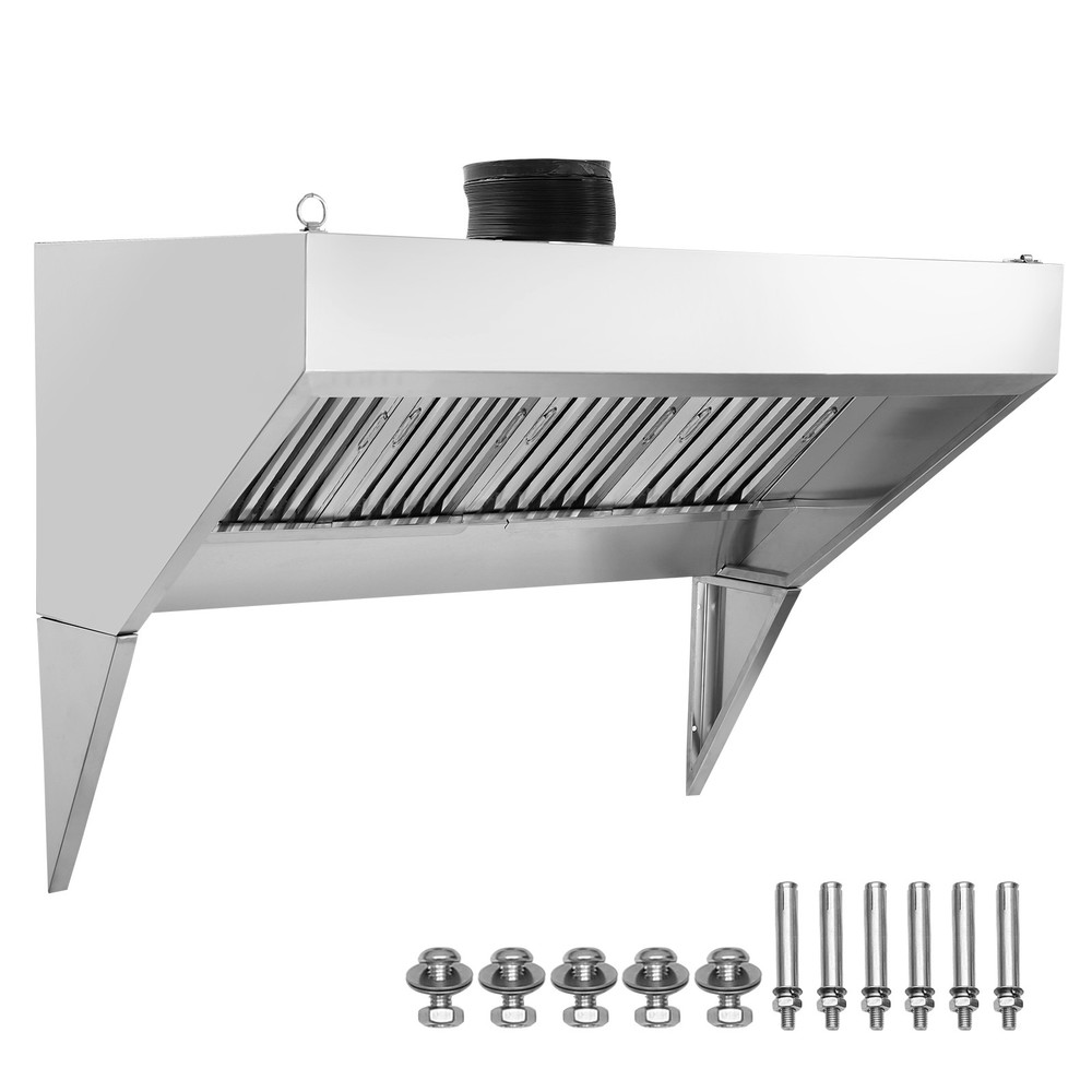 Commercial Exhaust Hood 9FT Food Truck Hood Exhaust 201 Stainless Steel