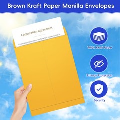 25 Pack 9 x 12 Catalog Mailing Envelopes, Self-Seal Brown Kraft Manilla