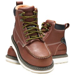 HISEA Men’s Moc Toe Work Boots 6 Inch Steel Soft Toe Working Safety Boots Shoes