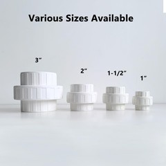 3 PVC Union Coupling Pipe Fitting Schedule 40 Slip Union White 1 Pack