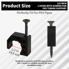 50 Pack 1/2″ Half Clamps J-Hook with Screws, PEX Clips J-Clamp for Tubing Pipe S