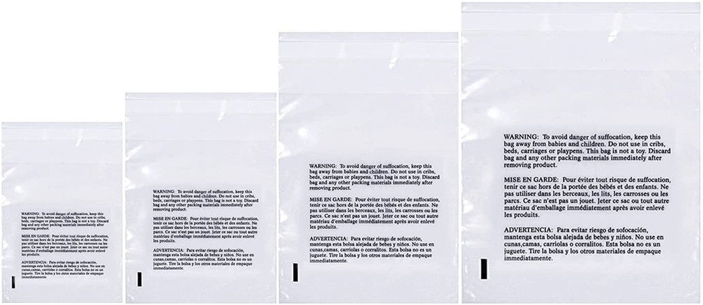 Poly Bags with Suffocation Warning 4×6″, 5×7″, 6×9″, 8×10″ Small Combo Pack …