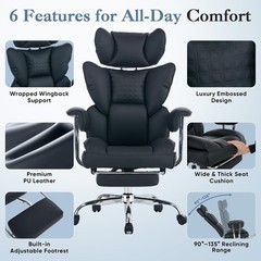 Big and Tall Ergonomic Office Chair,Scratch-Resistant PU Leather Executive Chair