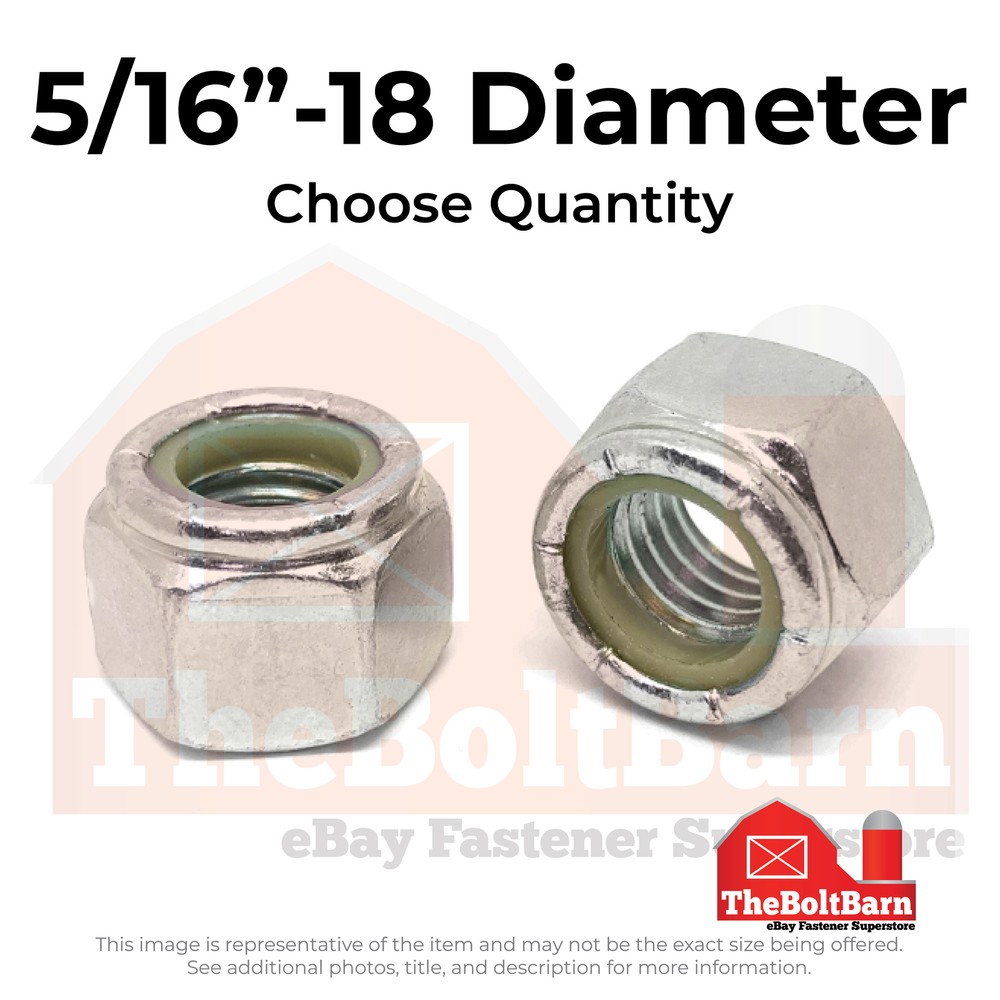 5/16″-18 316 Stainless Steel Nylon Insert Lock Nuts (Pick Quantity)
