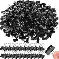 500 Pack 1″ Black Binder Clips – Medium Metal Paper Clamps for Office, School &