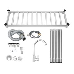 Freestanding 201 Stainless Steel Kitchen Sink With Faucet & Storage Shelf