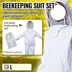 L Bee Suit with Gloves and Veil Hood for Bee Keeper Men Women Beekeeping Suit