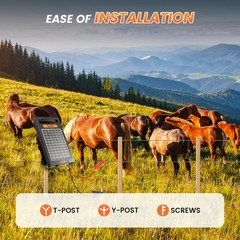 24 Hour Solar Electric Fence Charger, 10 Miles, Up to 10200v Output Range Ele…