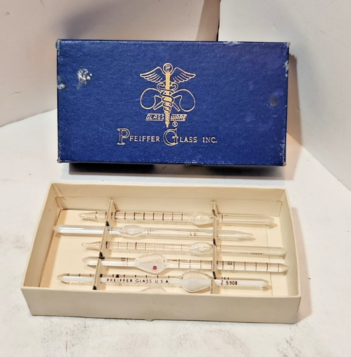 Vintage Pfeiffer Glass Inc Brand Pipet Volumetric or Transfer – Box Of 6