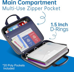 Binder Folders Organizer with 20 Pack Heavyweight Plastic Pockets,Fireproof File
