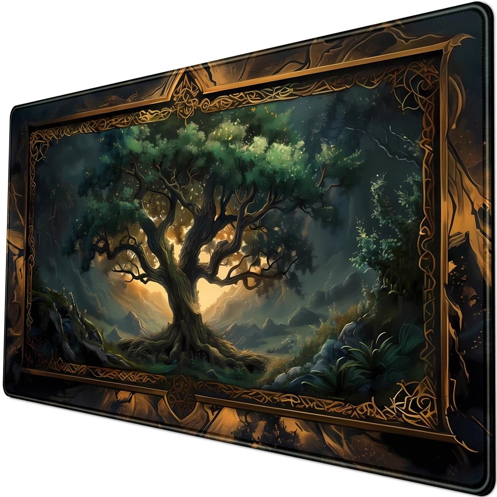 Mystical Green Tree Large Gaming Mouse 31.5L x 15.7W inches, Sky