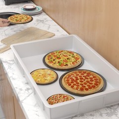 Idotry Pizza Dough Proofing Box Tray Stackable Commercial Bread Trays, 4-Packs