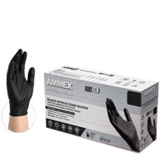 Ammex Professional Black Nitrile PF Exam Gloves (Case of 1000/10 Boxes) 3 mil