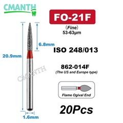 20Pcs US Dental Diamond Burs High Speed Burs Dental Lab Polishing Drills 1.6mm