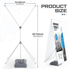 Blulu 24 x 63 to 32 x72 Adjustable X Banner Stand, 2×6 Double Sided Heavy Dut…