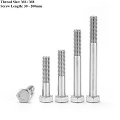 Hex Head Bolts Partial Threaded M6 M8 Stainless Steel Hexagon Screws All Length