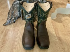 Ariat Sierra Steel Square Toe Work Boots 11D Brown Pine Green Leather 10017434