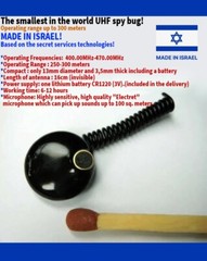 Mini Spy Audio Bug – 300m Wireless UHF Transmitter, Hidden Mic, Made in Israel