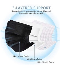 100/50 PCS Black Protective Face Mask Respirator Disposable Masks Earloop Cover