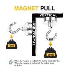 DIYMAG Magnetic Hooks, 50 LB Heavy Duty Magnets, 6 Packs Strong Rare Earth Ne…
