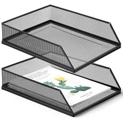 PercyEffie 2Pcs Paper Organizer for Desk Metal Letter 12.8 x 9.84 Inch, Black
