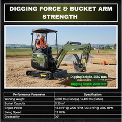 Free Ship TYPHON TERROR XVIII 4000lb Mini Excavator Kubota D902 w 13 Attachment