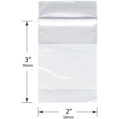 Plymor 2″ x 3″, 2 Mil with White-Block Zipper Reclosable Plastic Bags