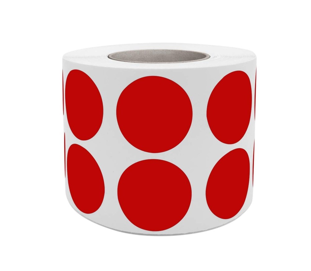 Royal Green Round Dots Stickers Label Rolls in 3/4 inch – Red 1050,