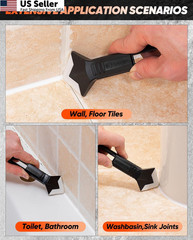 Saker Silicone Caulking Tool 3-in-1 Grout Removal and Sealant Black