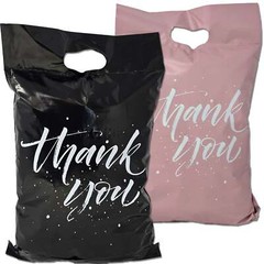 10×13 Thank You Poly Mailers with Handles – Black & Pink Merchandise Shopping Ba