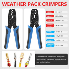 12Pcs Deutsch Crimp Tool Kit Weather Pack Crimpers Close Barrel & Open Barrel Cr
