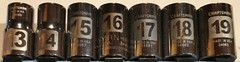 RARE 7 PC LASER-ETCHED CRAFTSMAN 1/2 INCH DRIVE METRIC SOCKETS 12 PT 13MM-19MM