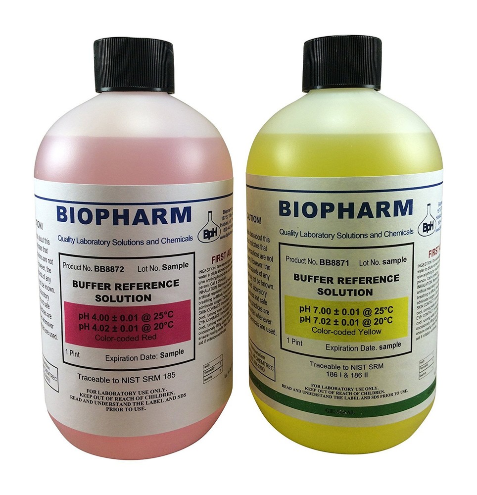 Biopharm pH Calibration Solution Kit (2) 500 mL Bottles pH 4 and pH 7
