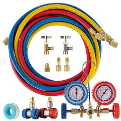 Combo 3.5 CFM 1/4HP Air Vacuum Pump HVAC + R134A Kit AC A/C Manifold Gauge Set