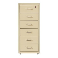 6 Drawer Beige Vertical Metal File Cabinet with Lock and Rolling Wheels for Home